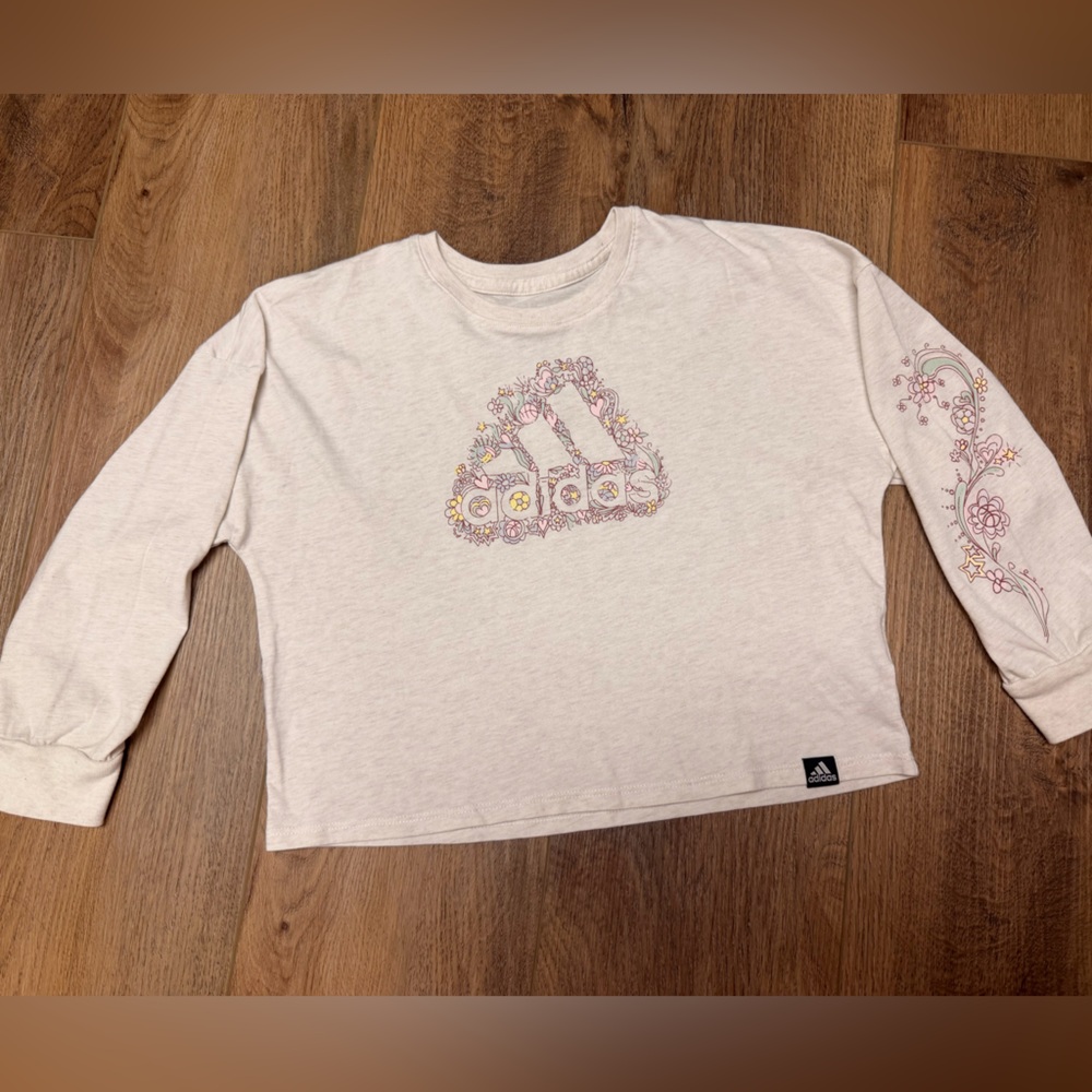 Adidas Kids‎ Cream and Pink Long Sleeve Tee